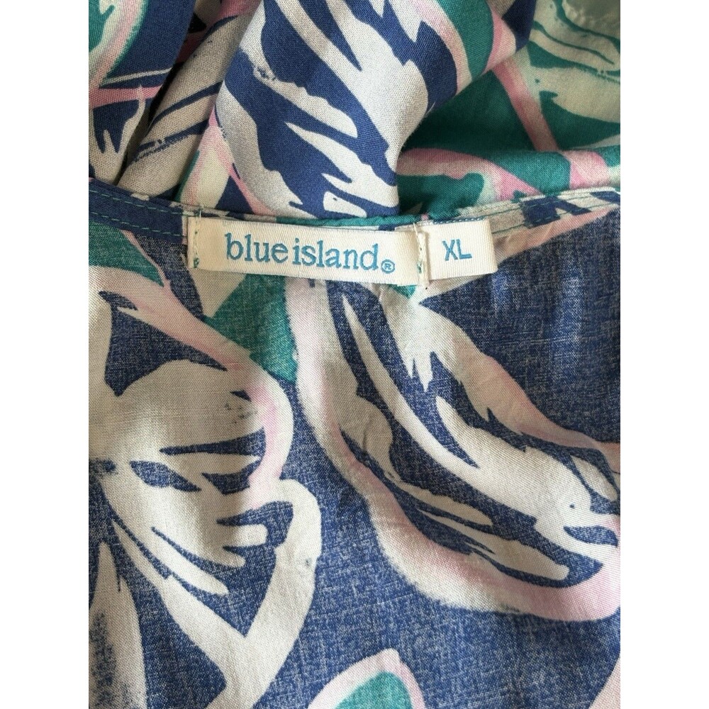 Blue Island Beach Tropical Palm Maxi Dress / Swim Cover-Up Size XL Teal Royal - Picture 4 of 7